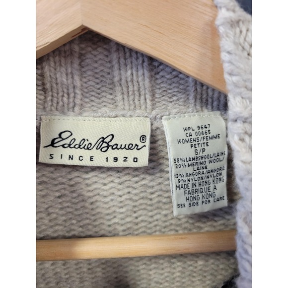 vtg 90s EDDIE BAUER SWEATER Small // wool medium gauge festive mock neck thick - Picture 4 of 4